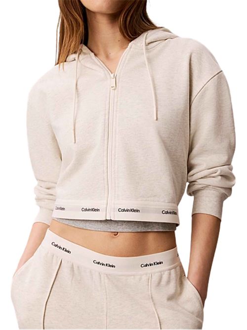 Felpa crop con cappuccio e zip Calvin Klein Jeans | LV047G252GP4P